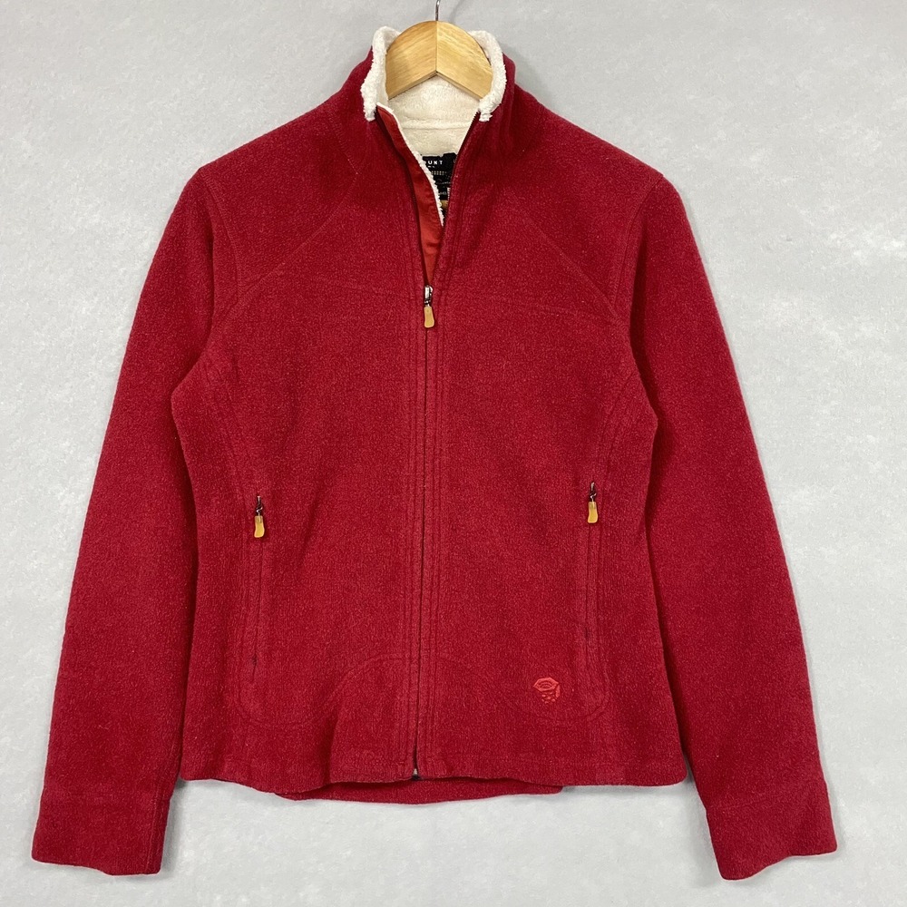Mountain Hardwear Womens S Jacket Red Wool Blend Fleece Lined Full Zip Outdoor